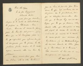 Carta manuscrita de Agote, Luis