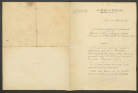 Carta mecanografiada de Académie de Médecine