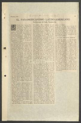 [Artículo "El Panamericanismo Latino-Americano. Declaraciones del Lcdo. Vasconcel los",...
