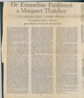 De Emmeline Pankhurts a Margarte Thatcher. Dos mujeres inglesas, dos épocas entre las cuales se a...