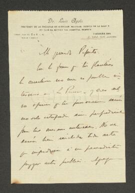 Carta manuscrita de Agote, Luis