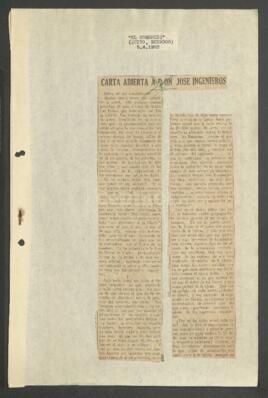 [Artículo "Carta abierta a Don José Ingenieros", publicado en El Comercio. 05/04/1923]