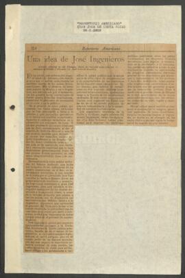 [Artículo de José Dolores Moscote "Una idea de José Ingenieros", publicado en Repertori...