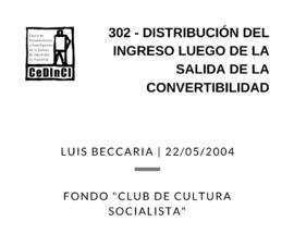 Distribución del ingreso luego de la salida de la convertibilidad., por Luis Beccaria