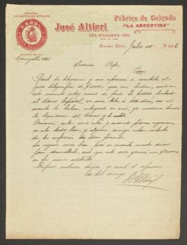 Carta manuscrita de Altieri, José