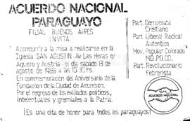 [Volante de Acuerdo Nacional Paraguayo. Filial Buenos Aires]