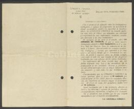 Folleto de la Librería Obrera con anuncio relativo a publicación de folletos