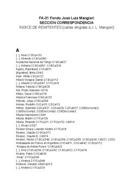 Correspondencia de Mangieri recibida