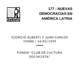 Nuevas democracias en América Latina, por Giorgio Alberti, Juan CarlosTorre