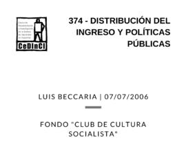 Distribución del ingreso y políticas públicas , por Luis Beccaria