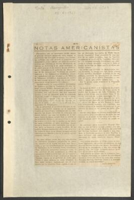[Artículo de Julio Girona "Notas americanistas", publicado en Orto. 15/10/1923]