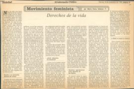 Movimiento feminista: derechos de la vida