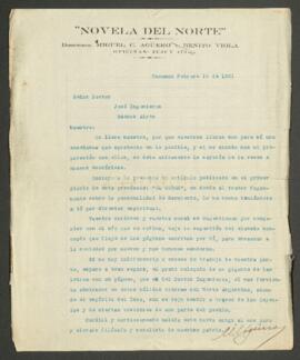 Carta mecanografiada de Agüero, Miguel C. (membrete: Novela del Norte), 16/02/21