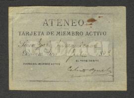 Tarjeta de miembro activo del Ateneo de José Ingenieros
