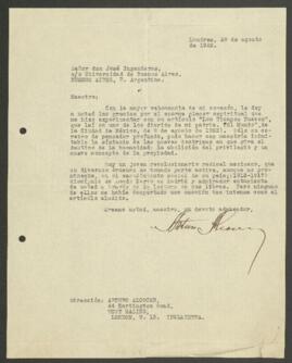 Carta mecanografiada de Alcocer, Arturo