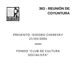 Reunión de Coyuntura, por Presentó: Isidoro Cheresky
