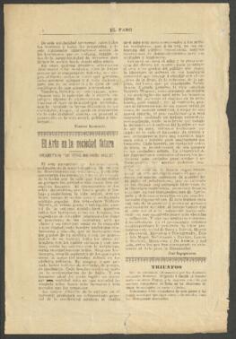 Artículo de José Ingenieros "El arte en la sociedad futura (fragmento de 'Los nuevos horizon...