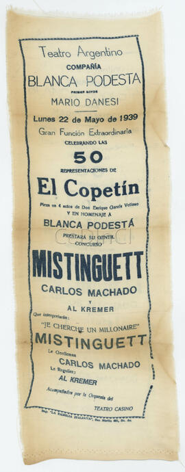 Afiche celebrando las 50 representaciones de El Copetín