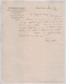 carta manuscrita de Aráoz Alfaro, Gregorio, 07/07/1910