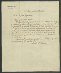Carta manuscrita de Aldao, Carlos A.