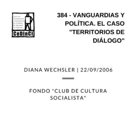 Vanguardias y política. El caso Territorios de diálogo, por Diana Wechsler