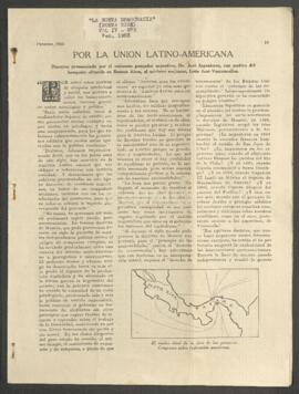 [Artículo de José Ingenieros "Por la Unión Latino-americana. Discurso pronunciado por el emi...