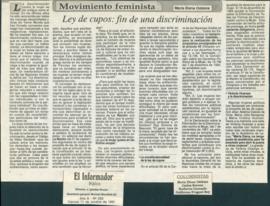 Movimiento feminista. Le y de cupos: fin de una discriminación